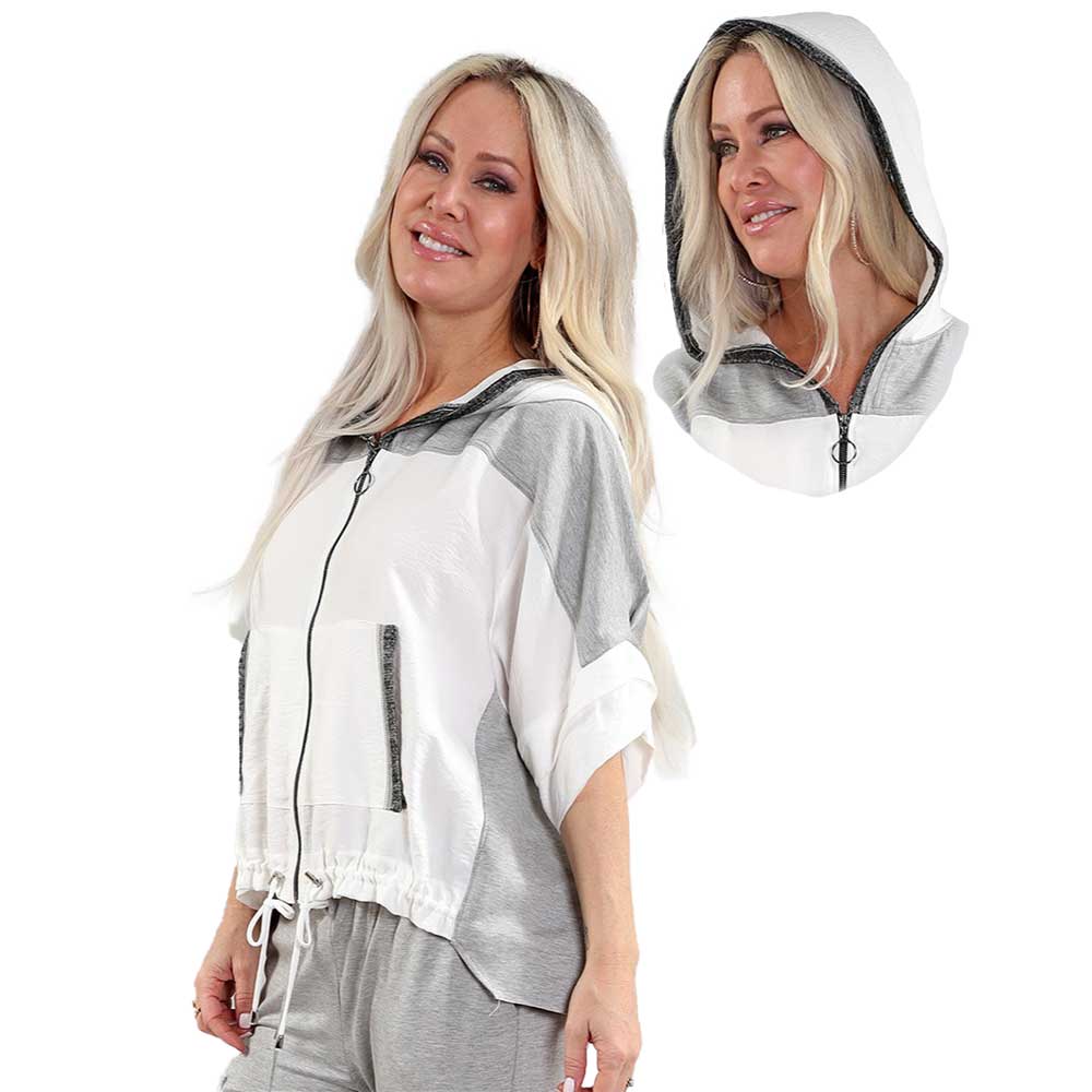 Elbow-Sleeve Hooded Jacket – Sporty & Stylish Comfort