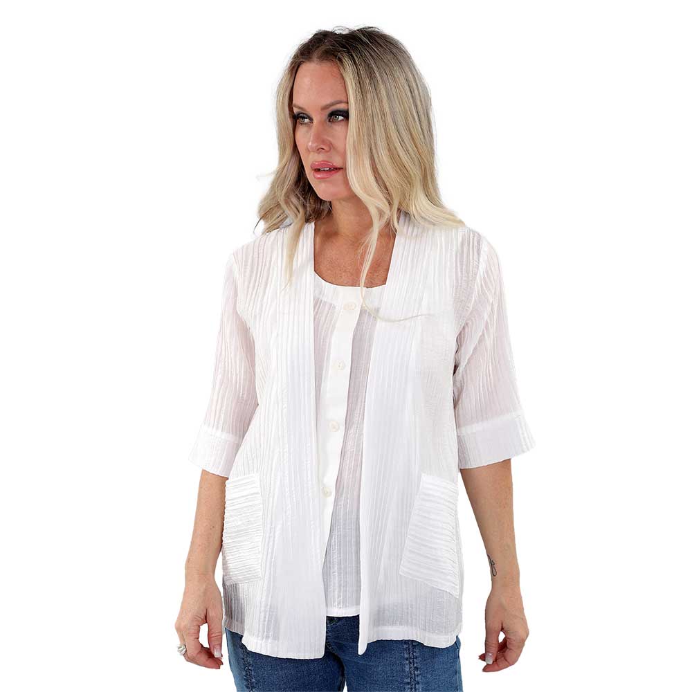3/4 Sleeve Ivory Cardigan – Elegant & Versatile Layering