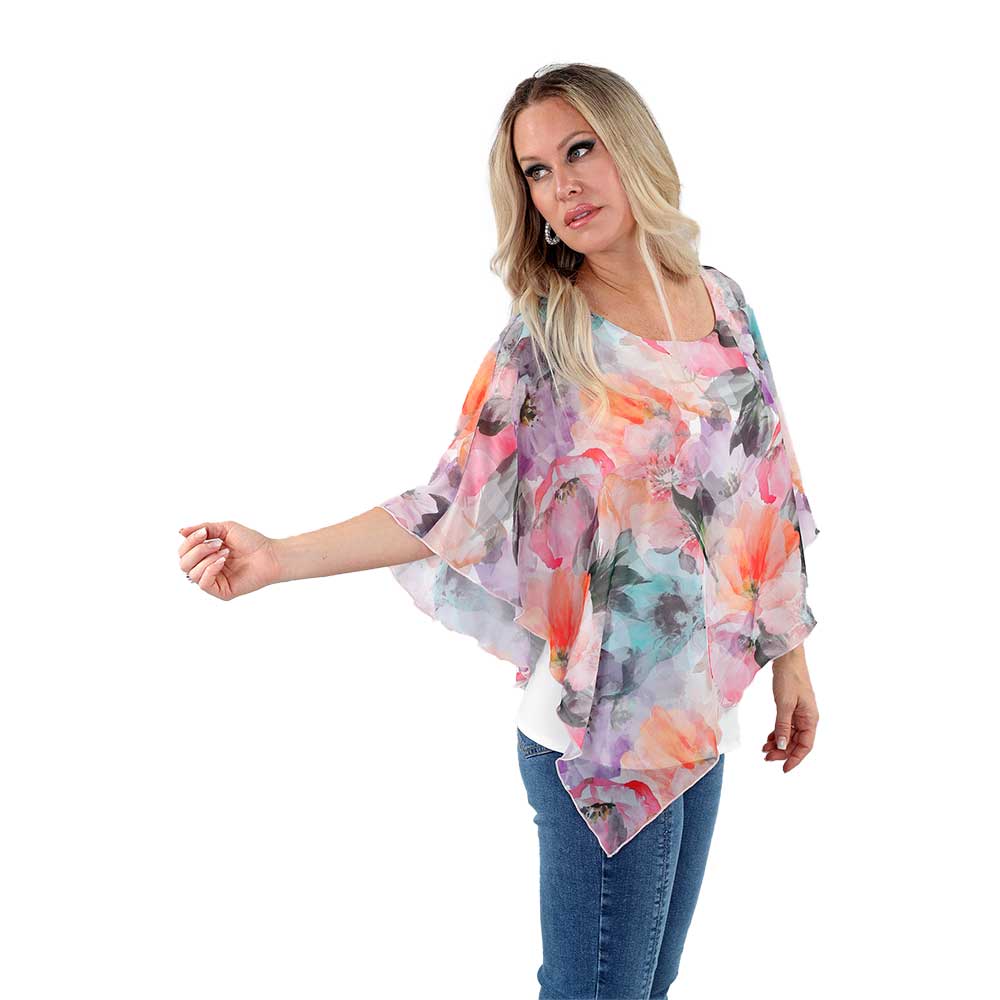Multi-Print Layered Short Sleeve Top – Light, Airy and Elegant