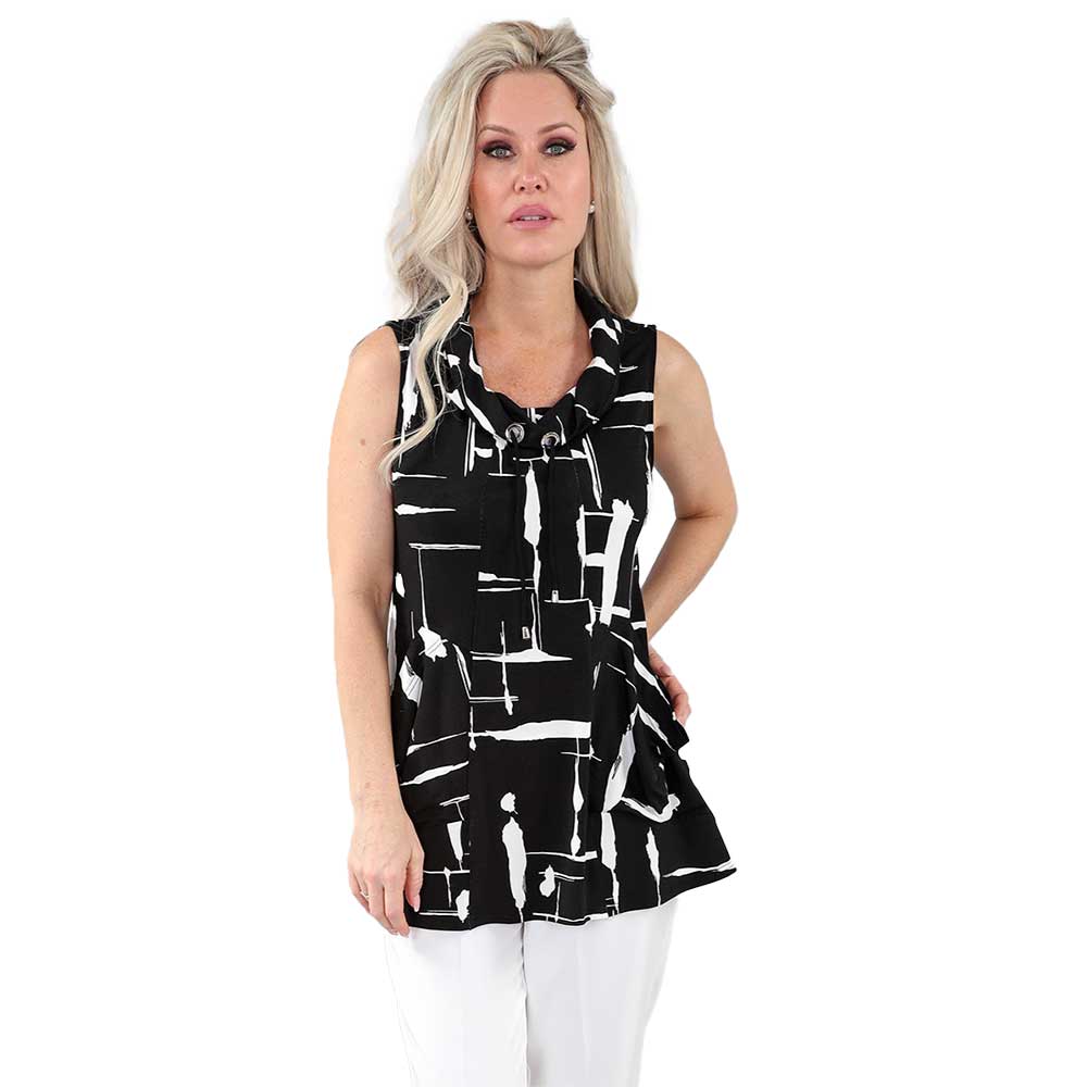 Black Ivory Sleeveless Cowl Tunic – Chic Comfort with a Modern Edge