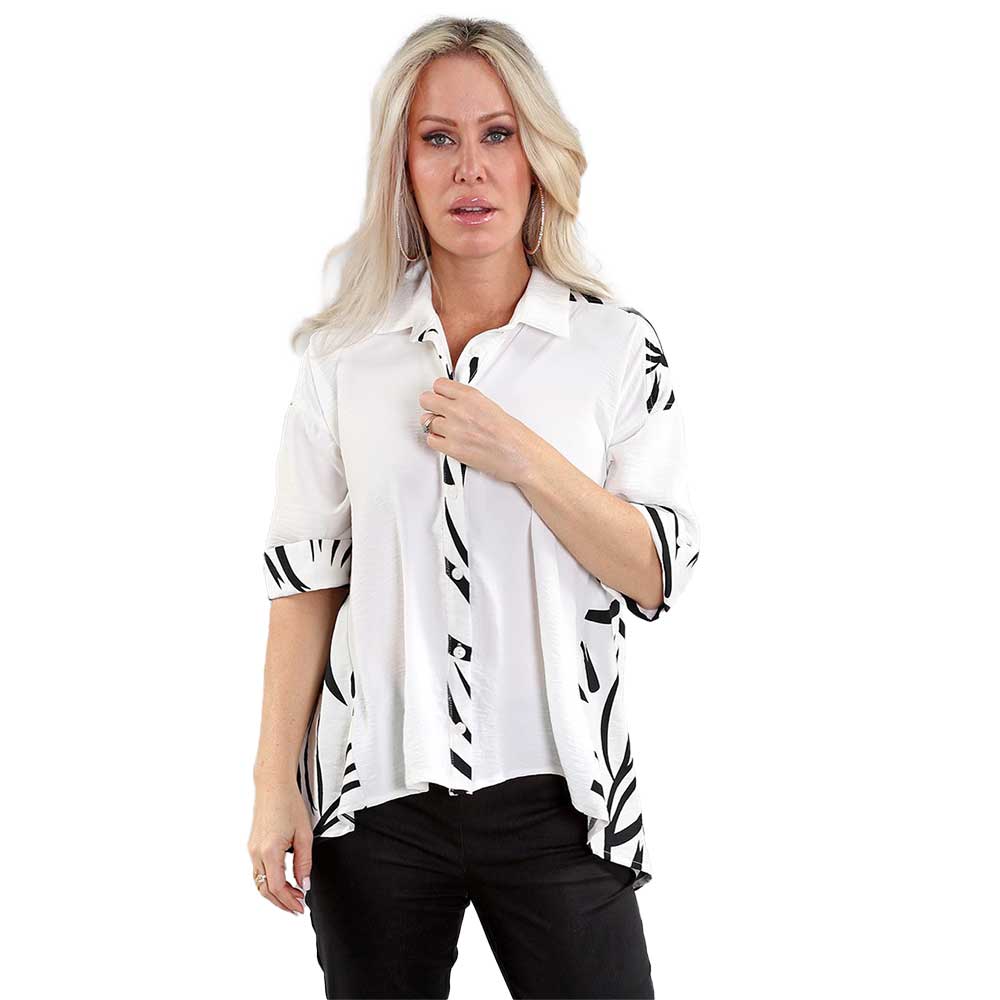 Ivory Safari Short-Sleeve Layered Shirt – Effortless Chic and Comfort