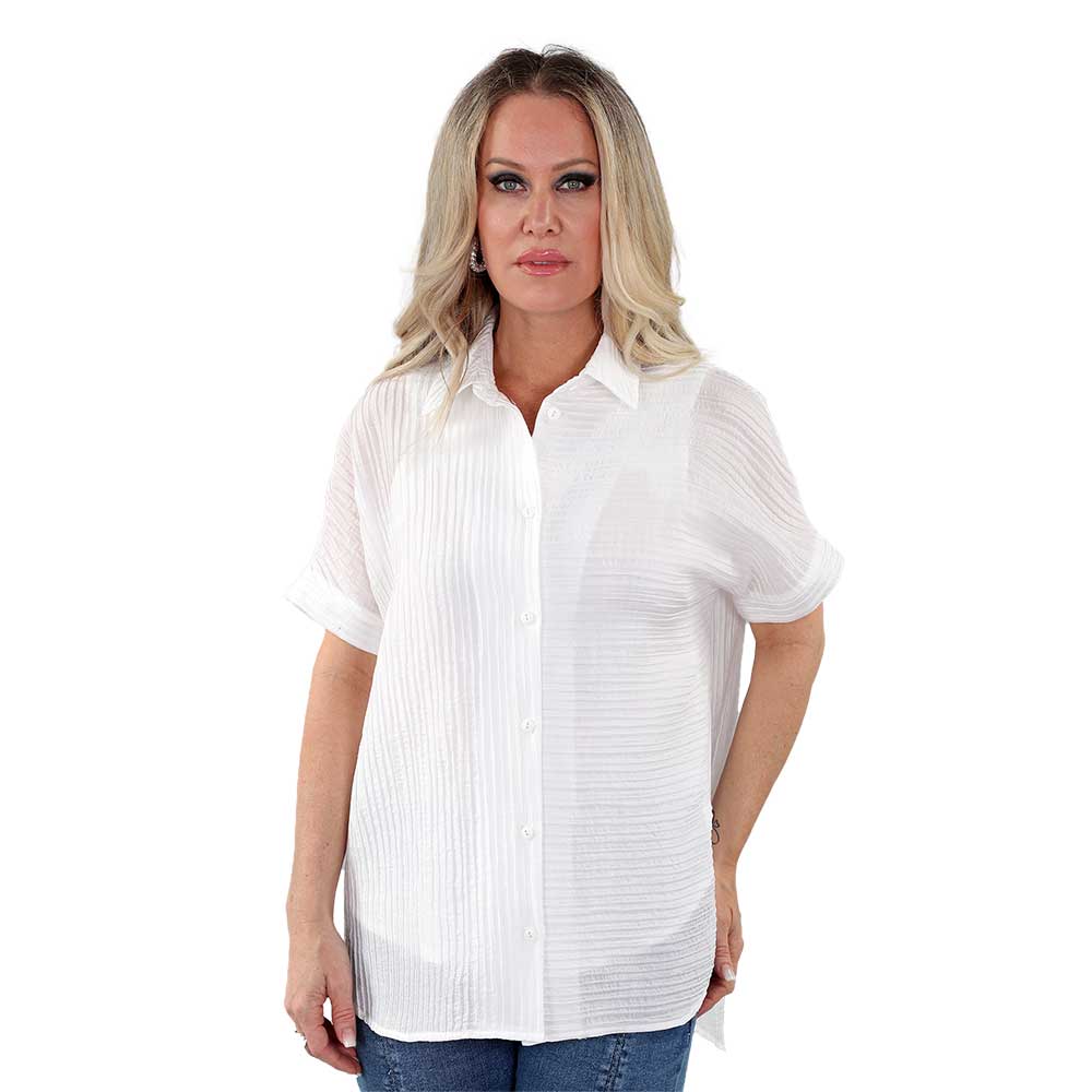 Ivory Short Sleeve Layered Shirt – Effortlessly Elegant