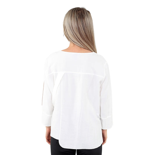 Modern Muse: Ivory Buckle Detail Blouse with 3/4 Sleeves 🕊️✨