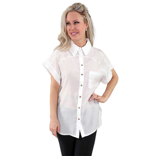 Ivory Short Sleeve Crinkle Shirt – Effortlessly Chic