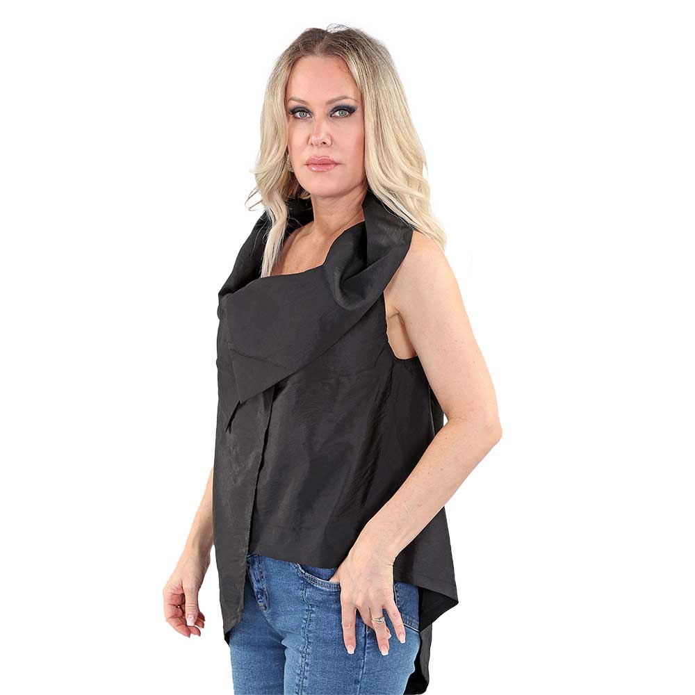 Black Sleeveless Cowl Neck Top – Modern Elegance