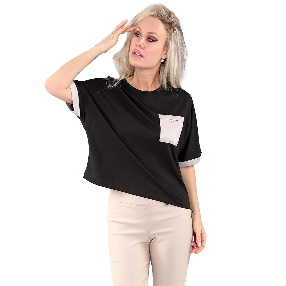 Short Sleeve Tee - Satin Pocket Accent