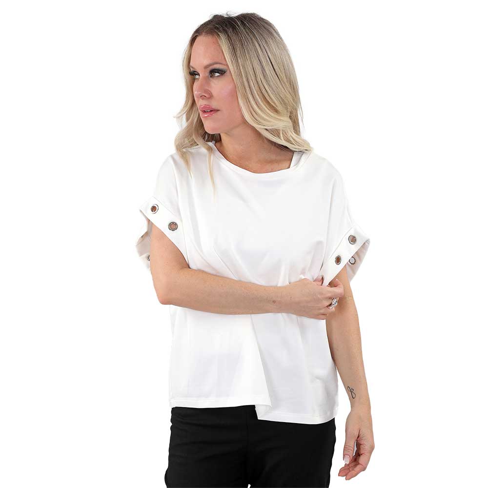 Short Sleeve Top with Ring Detail on Sleeves