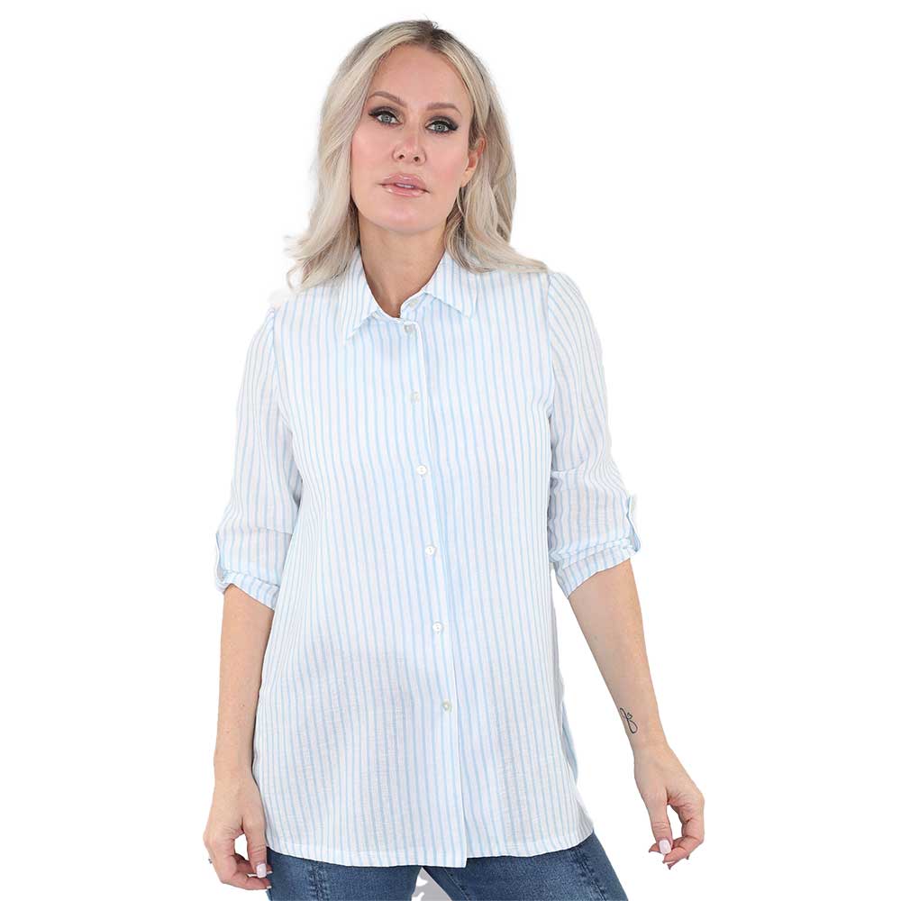 Classic Light Blue Striped Button-Up – Effortless Elegance for Everyday Wear