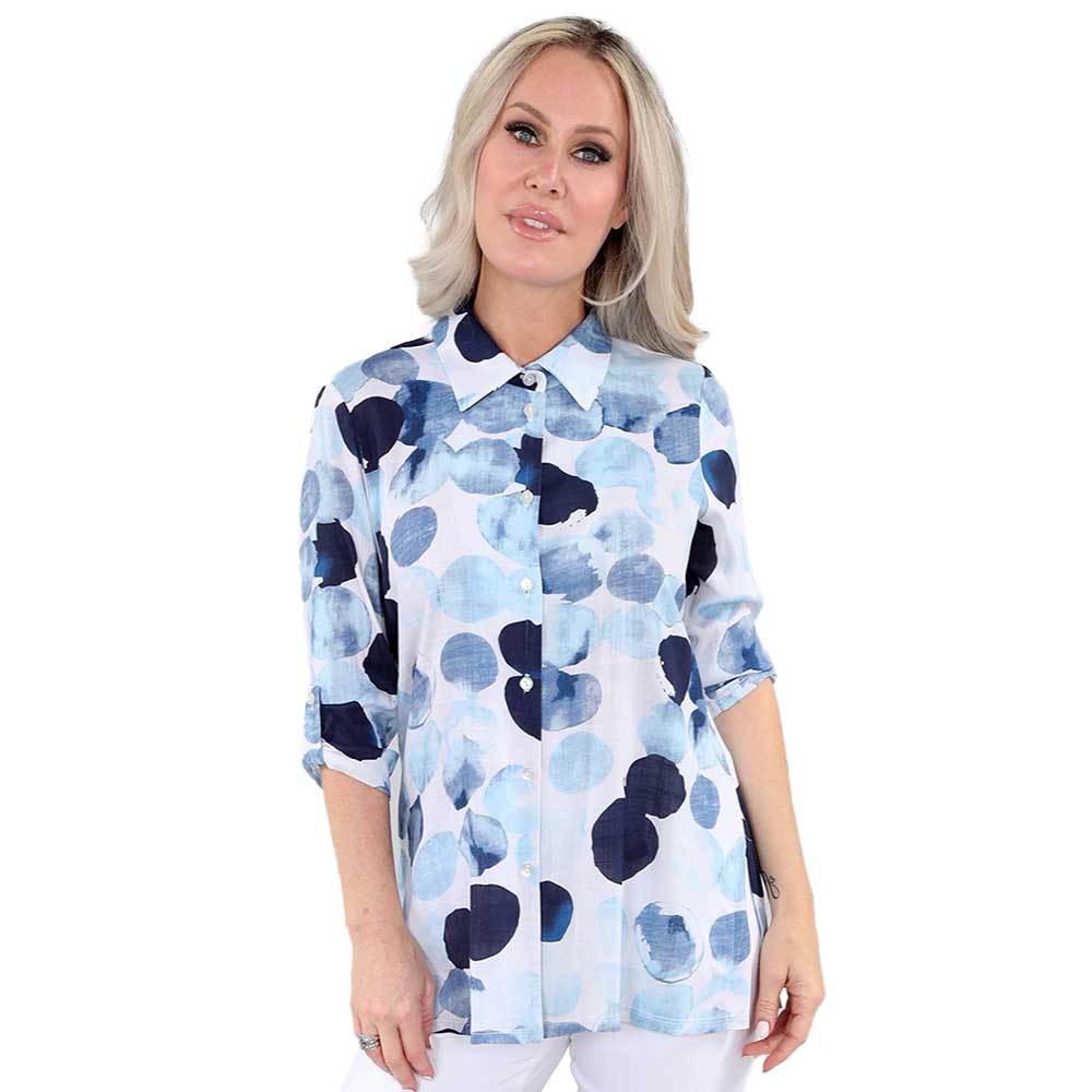 Denim Blue 3/4 Sleeve Button-Up Shirt – Effortless Elegance with a Breezy Feel