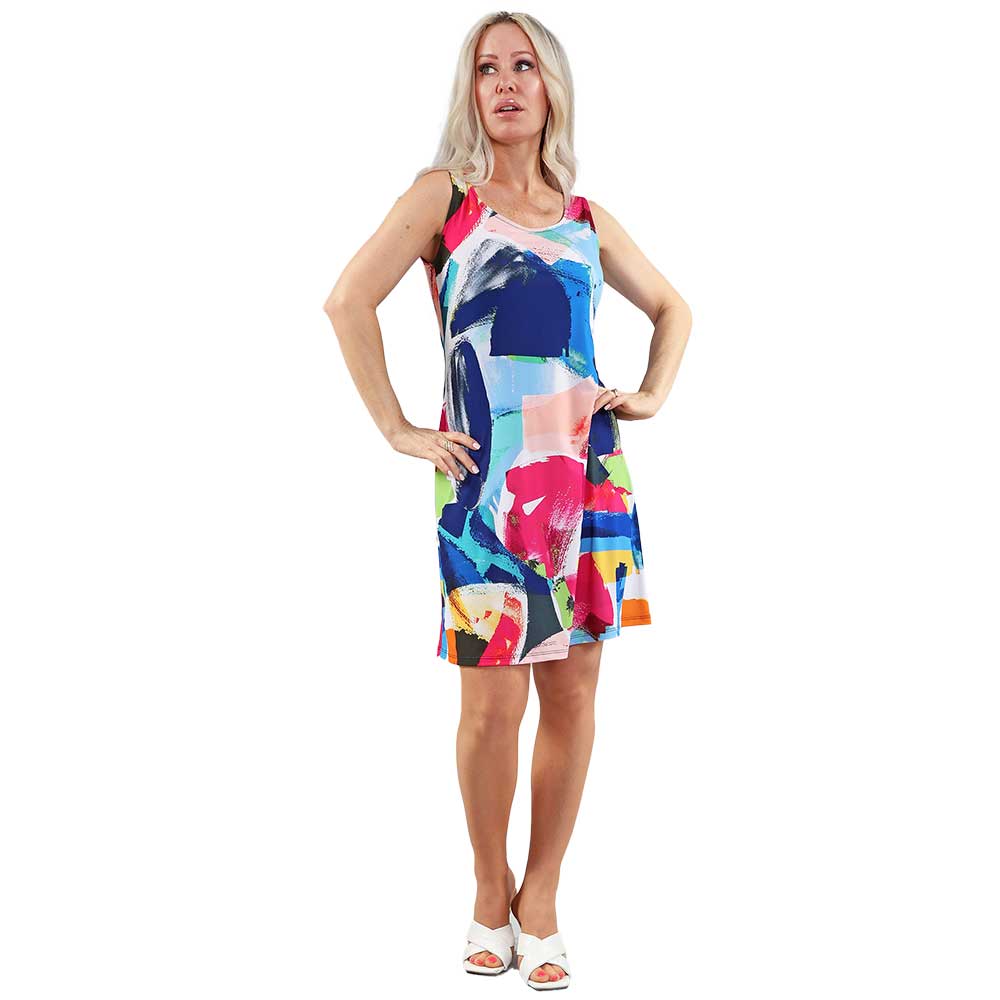 Vibrant Abstract Print Sundress – A Splash of Color for Effortless Chic