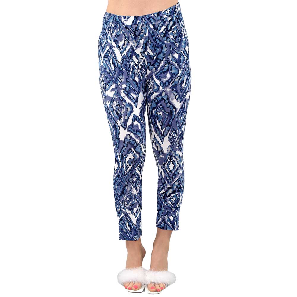 Denim Ivory Print Bamboo Jersey Capri Legging – Soft, Stylish & Ultra-Comfortable