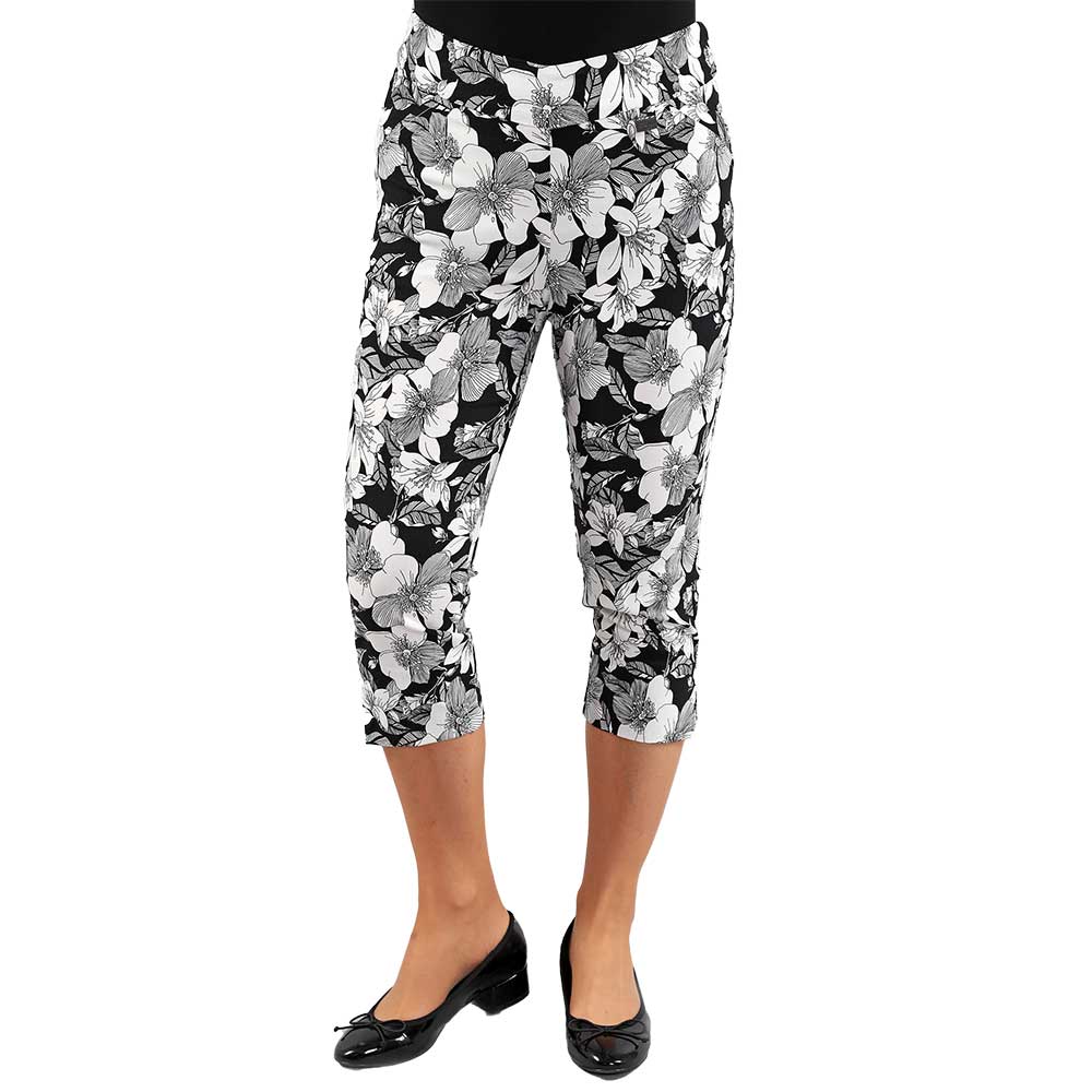 Black and White Floral Capri – Elegant, Sleek, and Effortlessly Chic