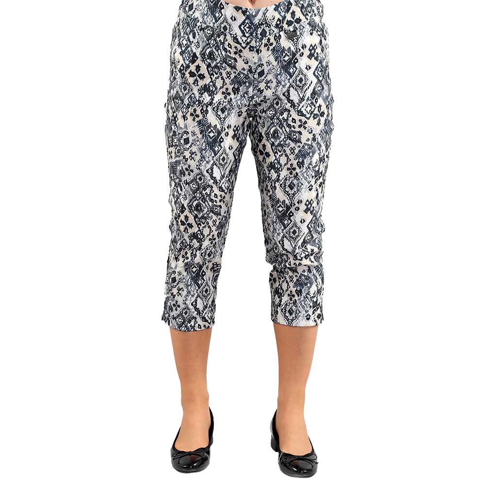 Grey Multi-Print Capri – Effortless Style with a Modern Edge