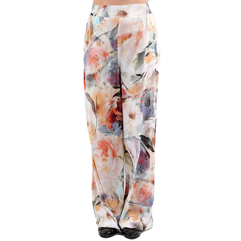 Effortless Elegance: Orange Multi-Print Wide Leg Pants
