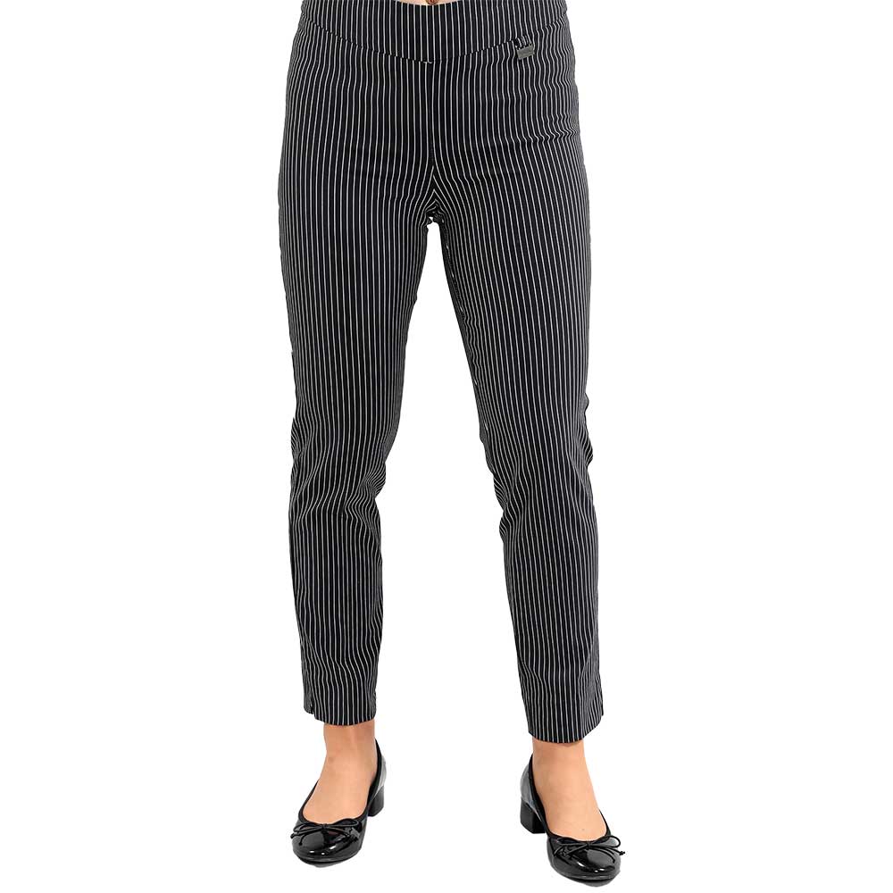 Sophisticated and Sleek: Black Pinstripe Slim-Leg Pants