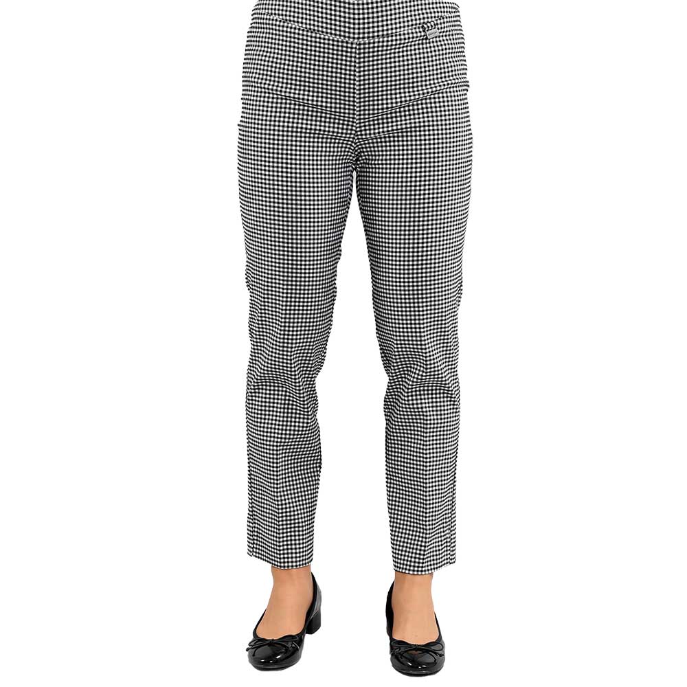 Timeless Charm: Black and White Gingham Slim-Fit Pants