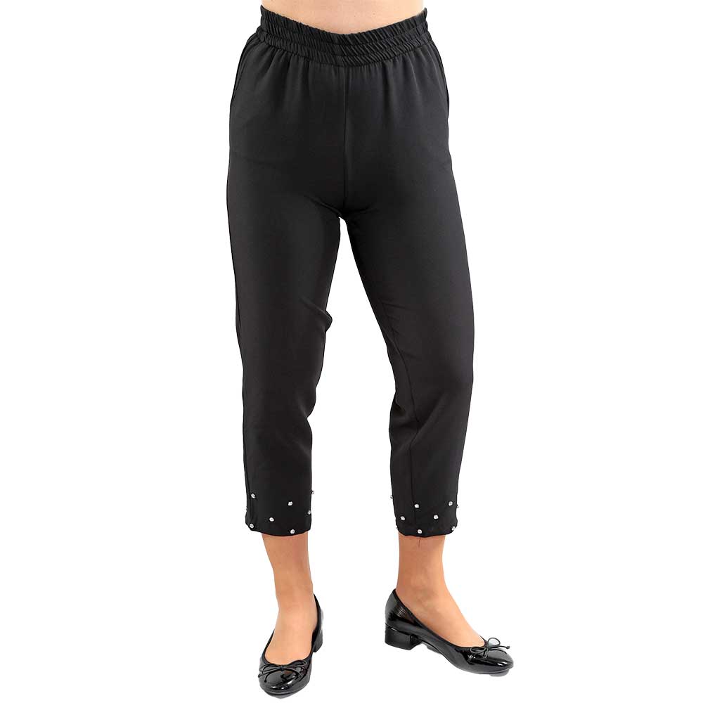 Elegant Black Capri with Rhinestone Detailing ✨