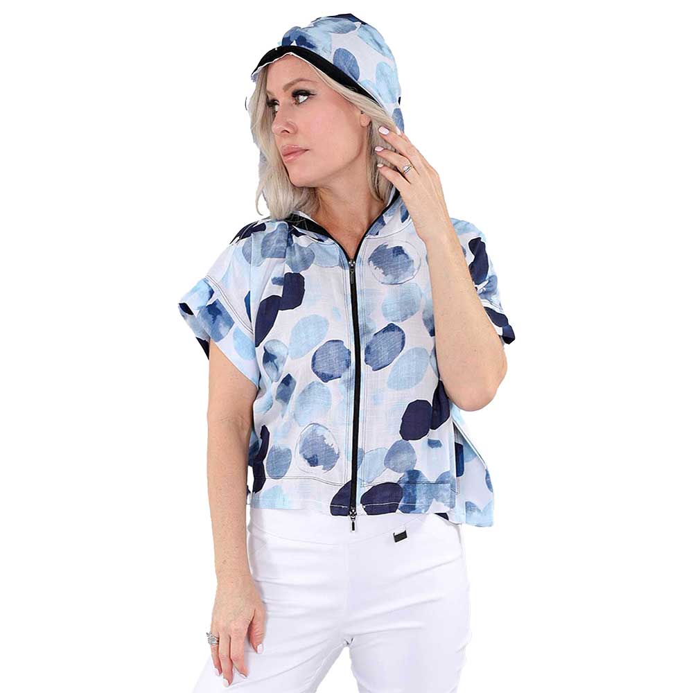 Denim Air Flow Short-Sleeved Hooded Jacket – Lightweight, Chic & Versatile