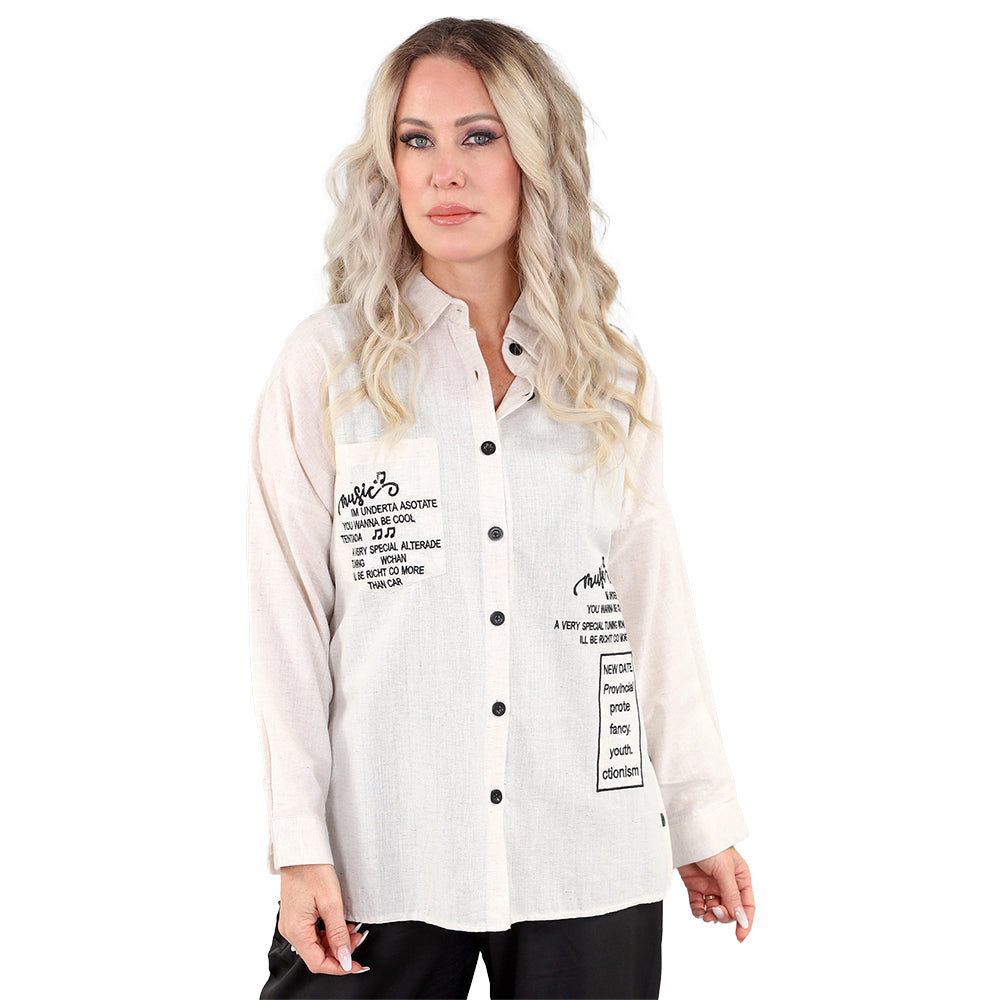 Lyrics &amp; Lines: Long Sleeve Music Print Shirt 🎶📖