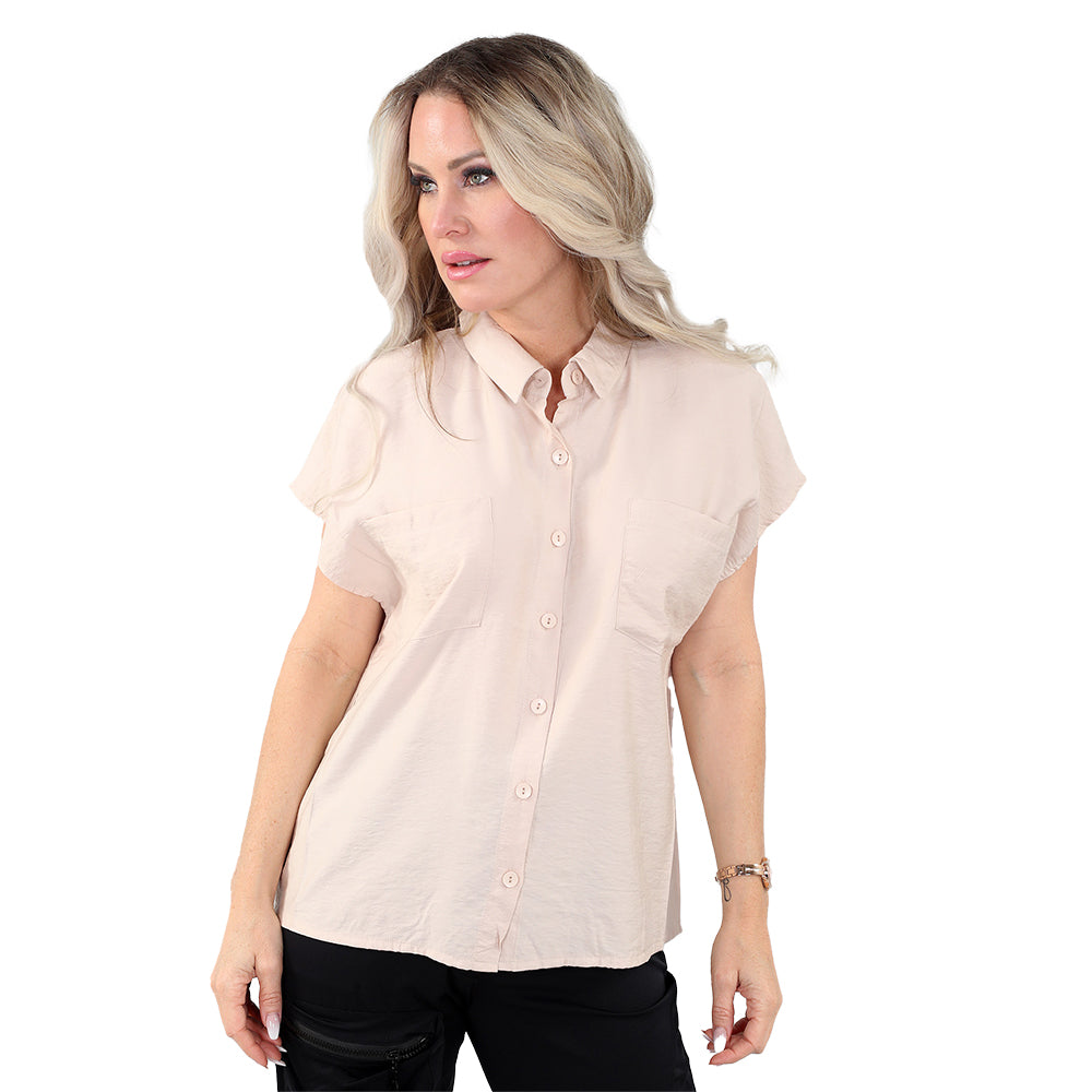 Soft Drape: Sandwashed Twill Cap Sleeve Shirt